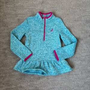 3/$15 Girls Nautica blue and pink fleece pullover with peplum size 5